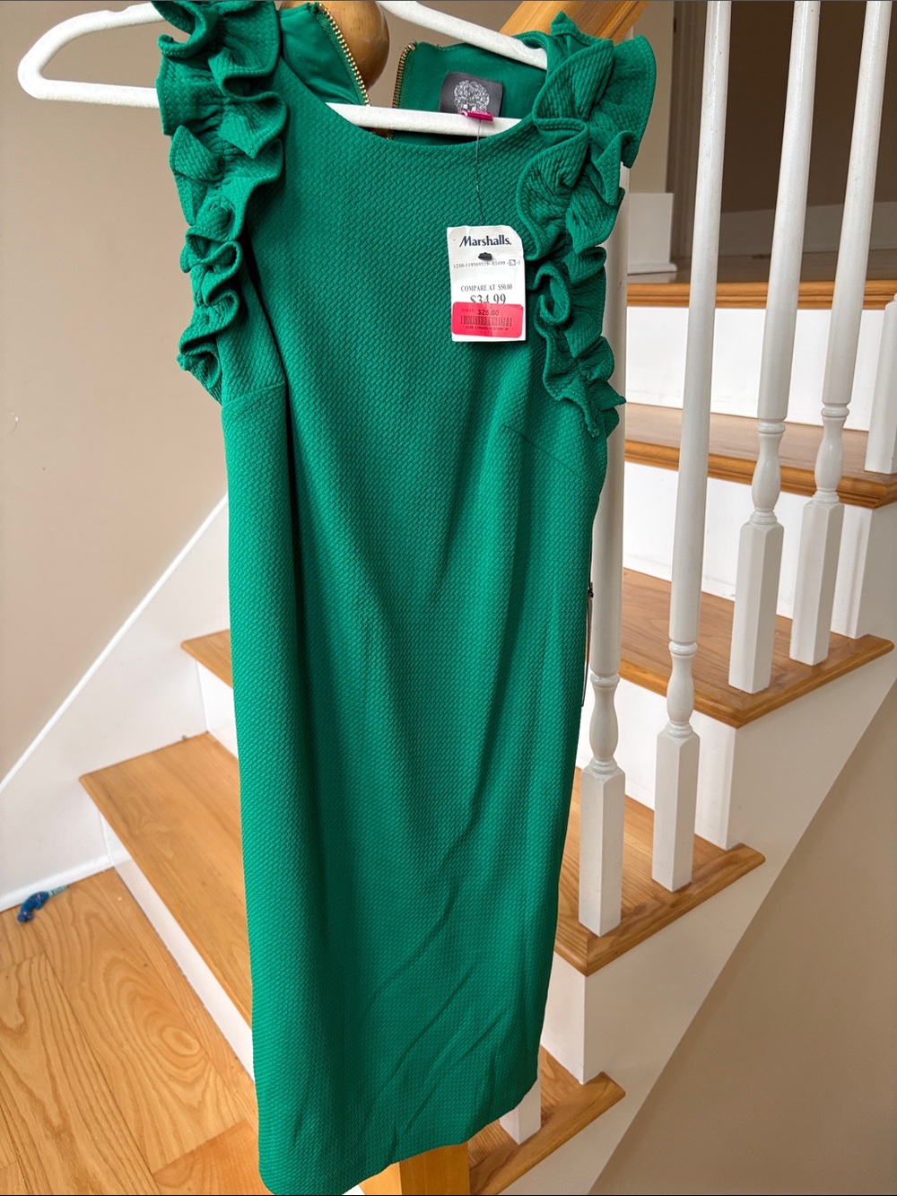 Vince Camuto Green Ruffle Sleeve Mini Dress